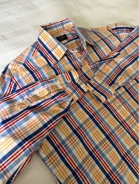 Paul & Shark Men's Shirt L-XL Multicolor Plaid Long Sleeve Button Up Yachting